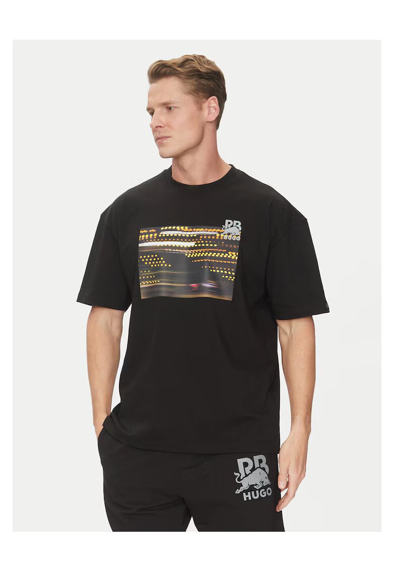 HUGO Tricou barbati - negru - bumbac