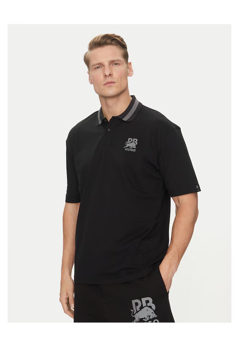 HUGO Tricou barbati negru - bumbac