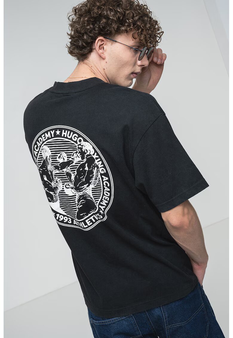 HUGO Tricou cu decolteu la baza gatului Dwresto - Negru