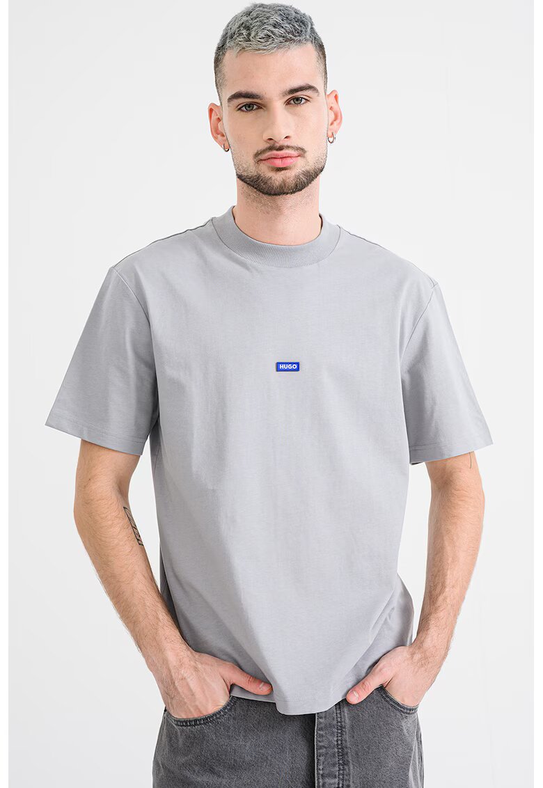 HUGO Tricou cu decolteu la baza gatului si logo Nieros - Albastru prafuit