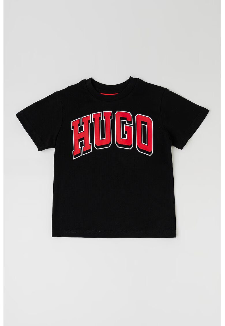 HUGO Tricou cu imprimeu logo - Negru/Rosu inchis