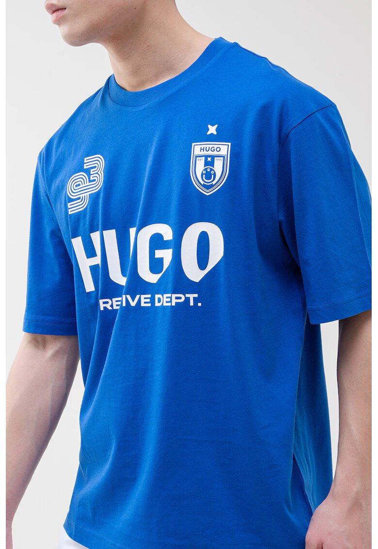 HUGO Tricou de bumbac cu imprimeu - Albastru royal