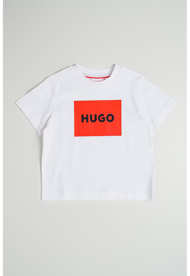 HUGO Tricou de bumbac cu imprimeu logo - Rosu/Alb