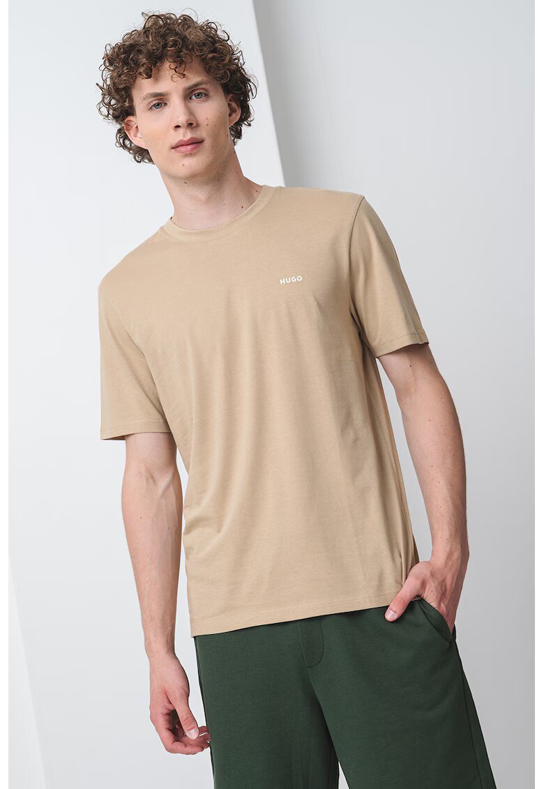 HUGO Tricou din bumbac Dero - Bej/Maro nisip