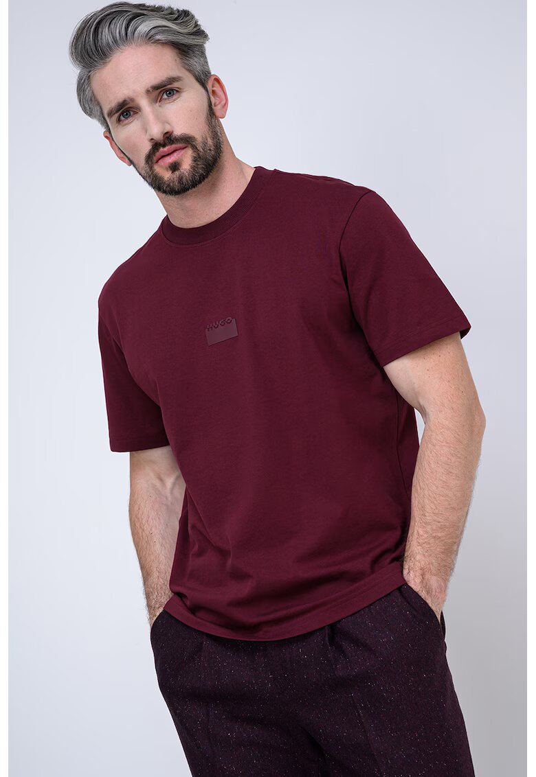 HUGO Tricou lejer din bumbac Delastee - Visiniu