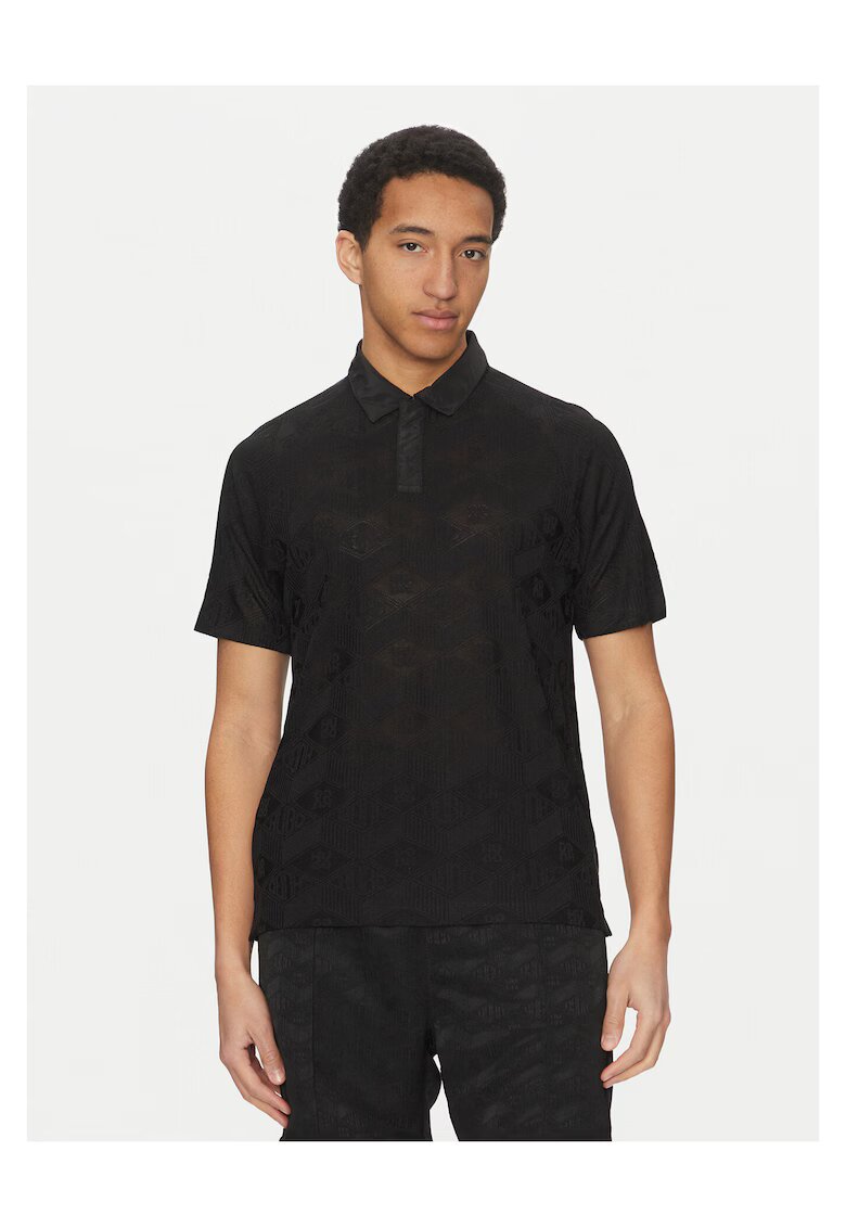 HUGO Tricou polo barbati negru - bumbac
