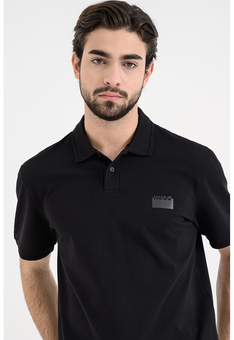 HUGO Tricou polo cu logo - Negru