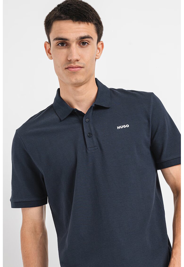 HUGO Tricou polo din bumbac pique Donos - Albastru ultramarin