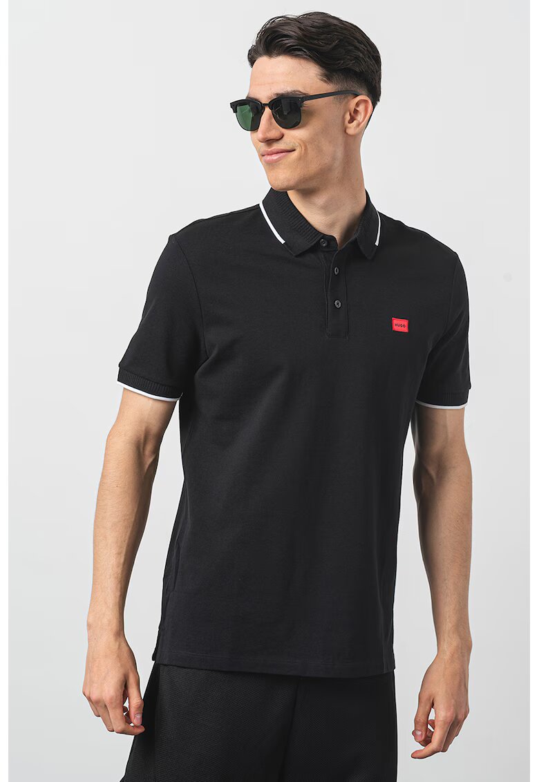 HUGO Tricou polo slim fit Deresino - Negru