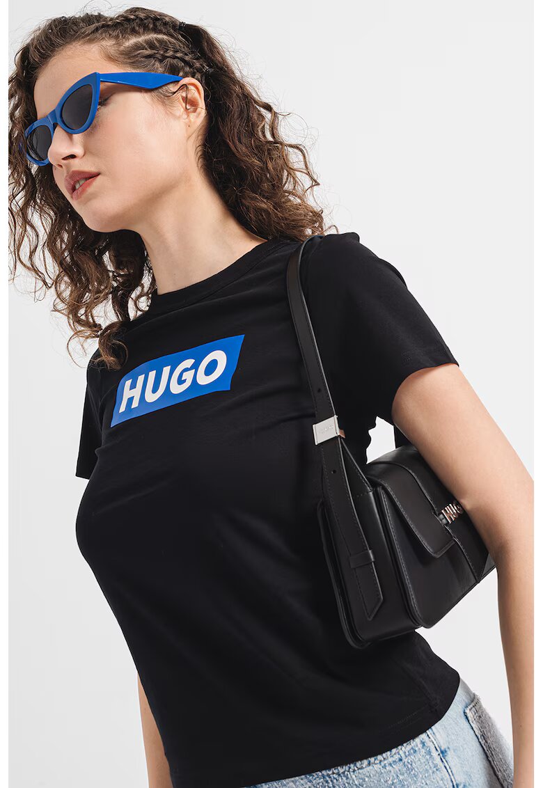 HUGO Tricou slim fit cu logo Classic - Negru/Albastru royal