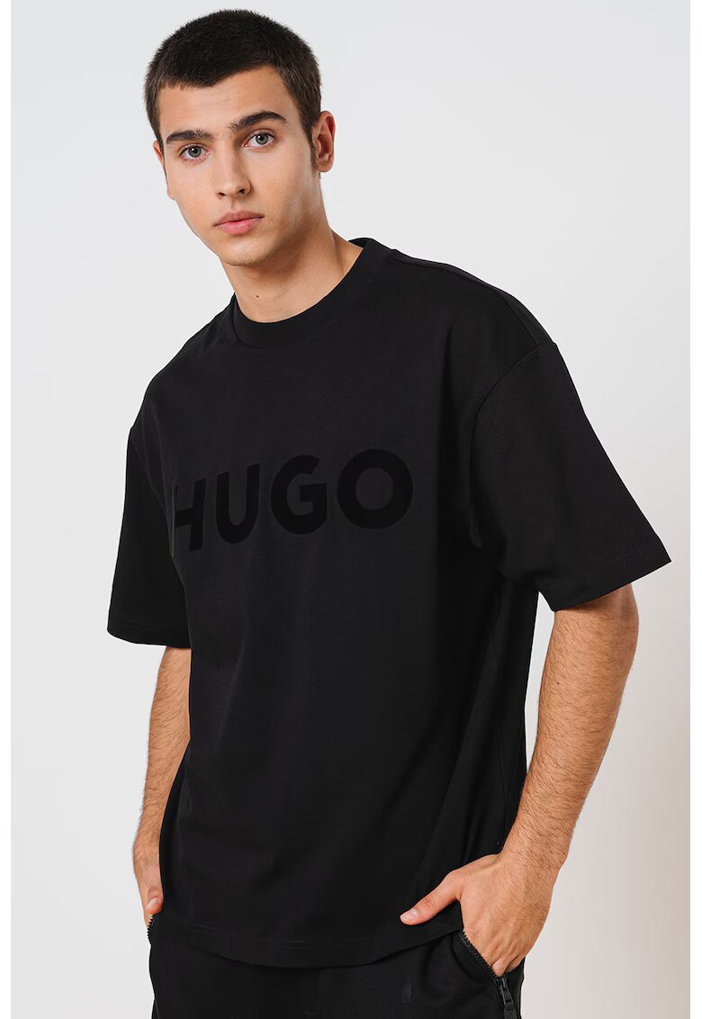 HUGO Tricou supradimensionat cu decolteu la baza gatului Dinkee - Rosu/Negru