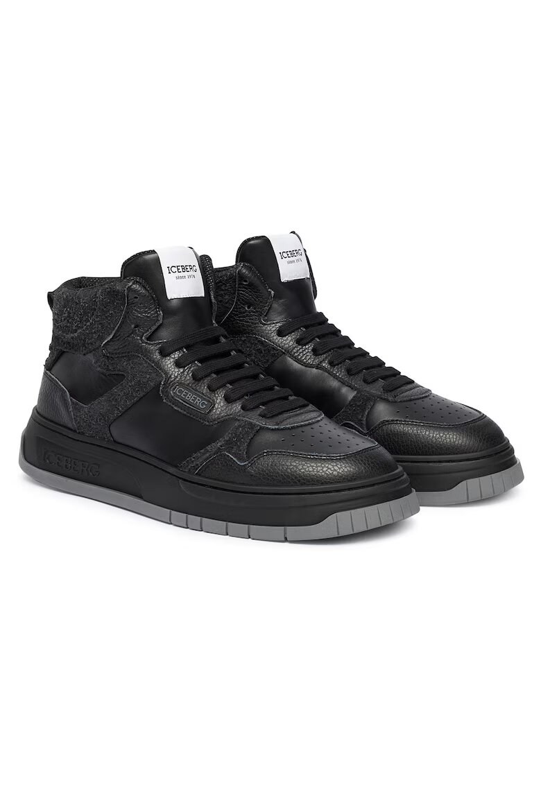 Iceberg Pantofi sport barbati Comb Houston - piele naturala - negru