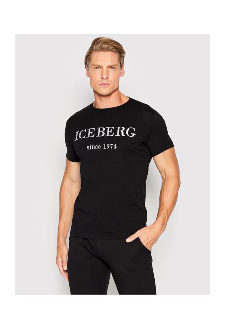 Iceberg Tricou barbati F014 6301 - Bumbac - 2XL INTL - Negru