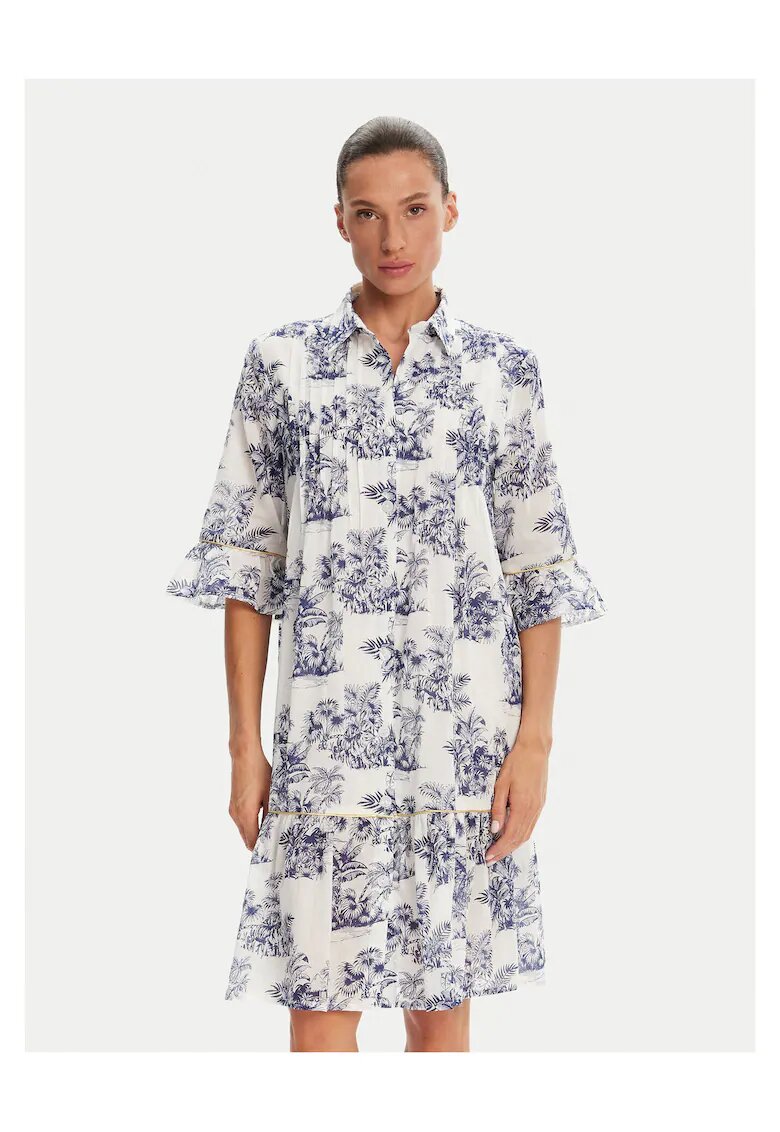 ICONIQUE Rochie Camasa alb - bleumarin - material de calitate