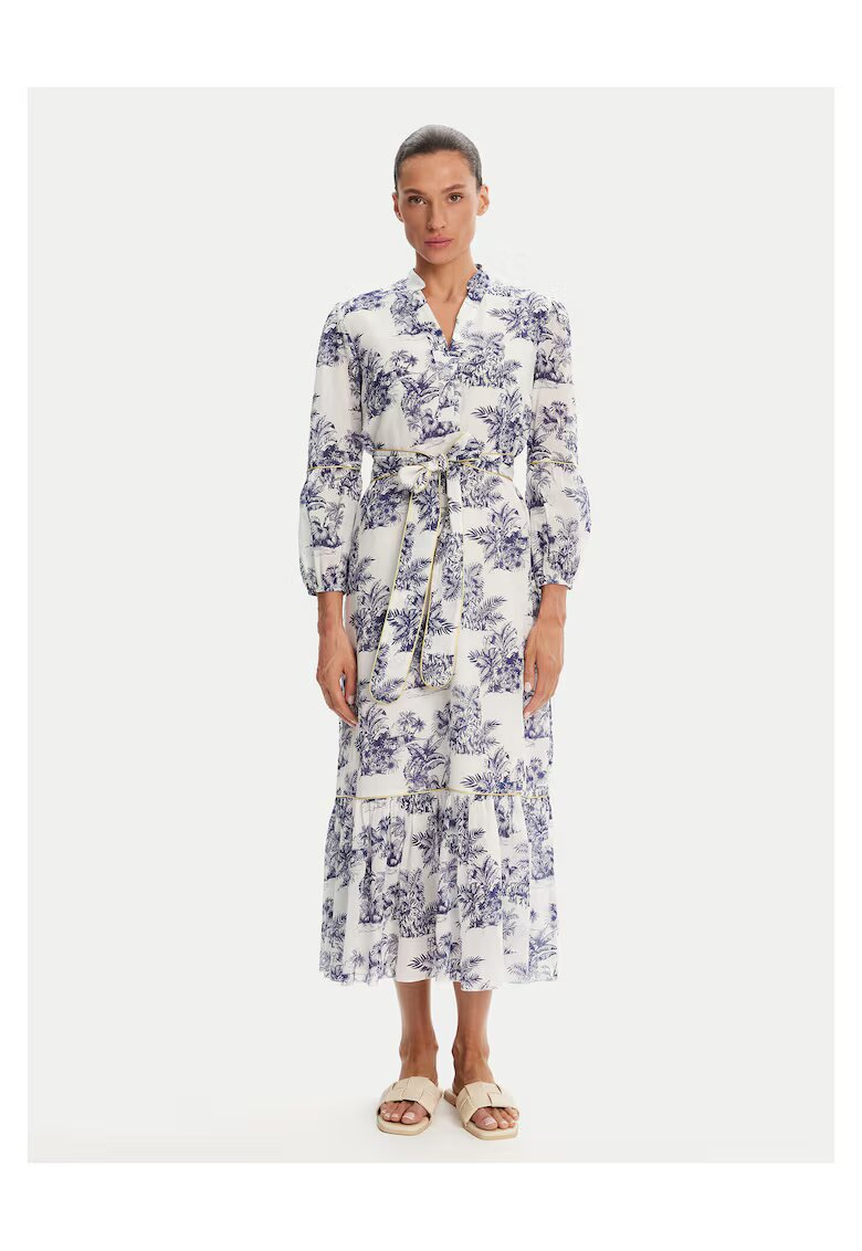 ICONIQUE Rochie de vara dama alb - bleumarin - 2 culori -