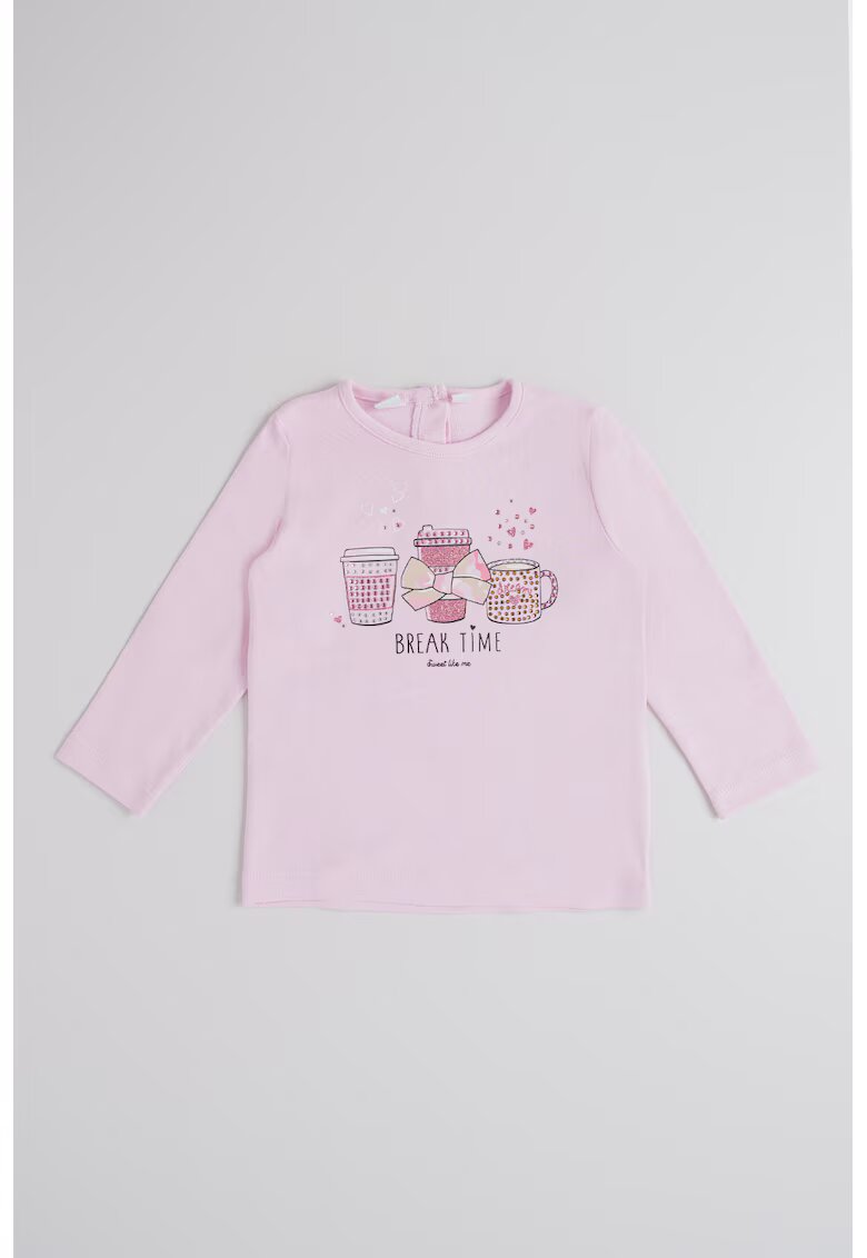 Ido Bluza cu imprimeu si strasuri - Negru/Roz pastel/Argintiu