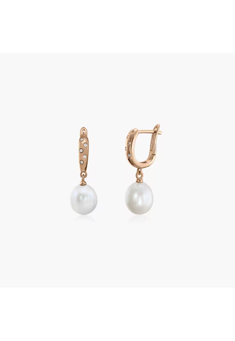 INDIRA Cercei din argint Classic Pearls Rose - Perle de Cultura