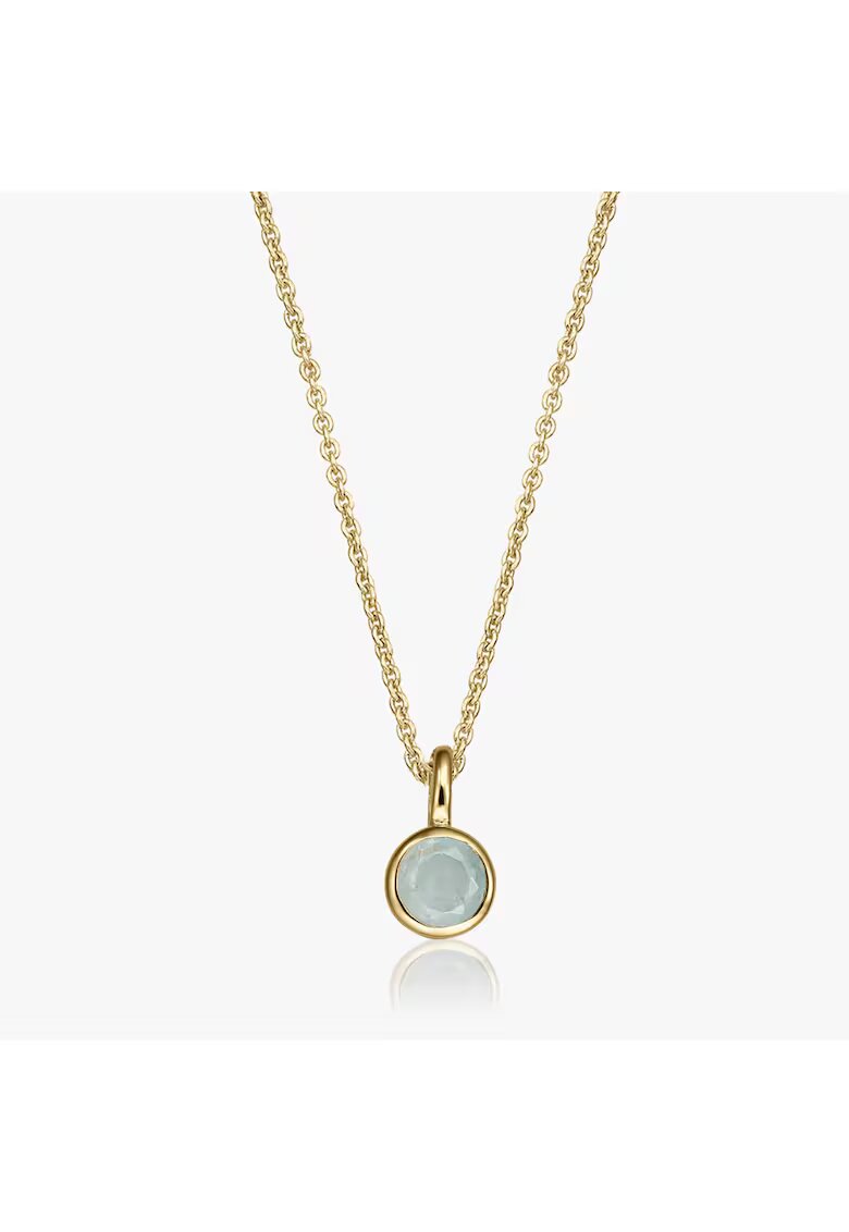 INDIRA Colier din argint Birthstone Golden March - Acvamarin - 40-50 cm