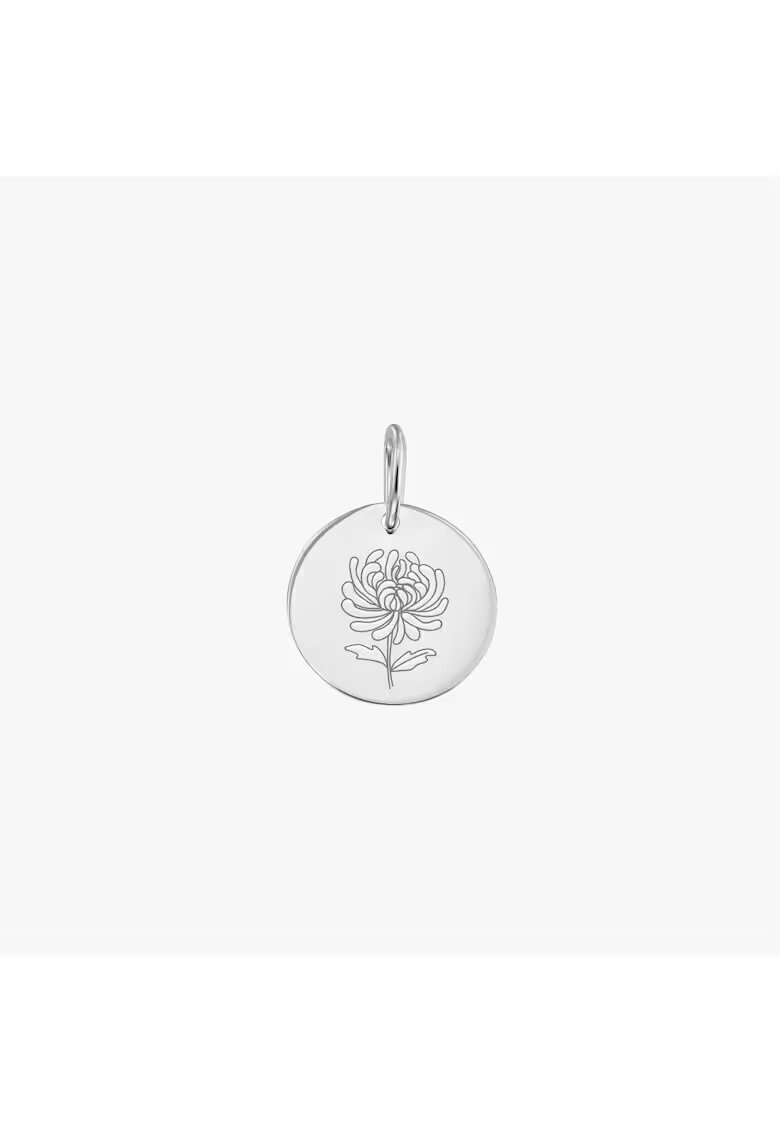 INDIRA Pandantiv din aur alb Birthflower - November Chrysanthemum