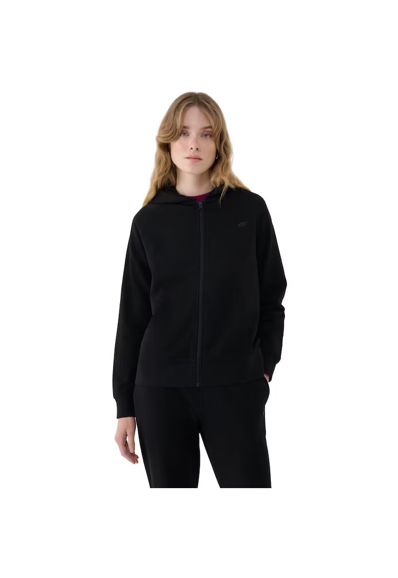 Inny Hanorac sport dama 4F F1763 - negru - bumbac si poliester - croiala regulata