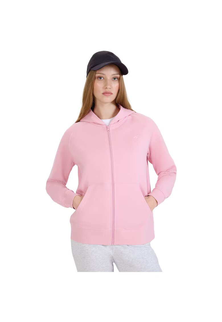 Inny Hanorac sport dama 4F F1763 roz deschis - bumbac - cu gluga - 2 buzunare