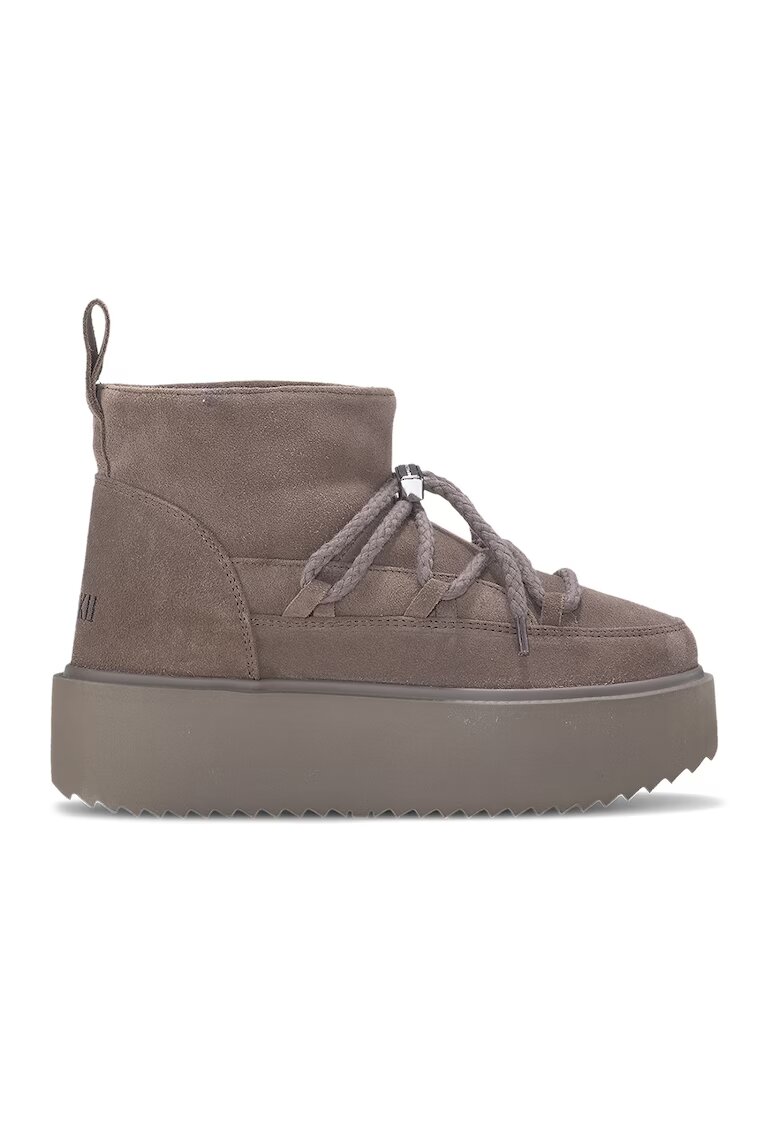 Inuikii Ghete pull-on de piele intoarsa cu talpa plata Classic - Maro taupe
