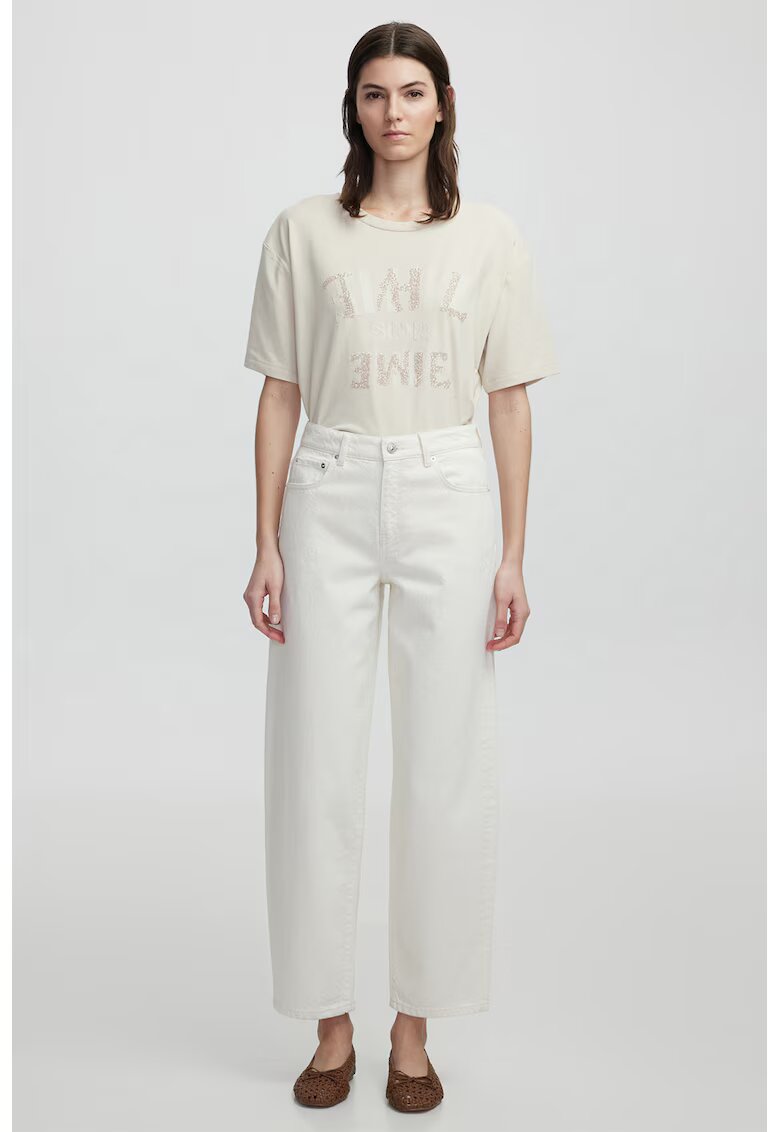 Ipekyol Blugi crop cu talie inalta - Crem