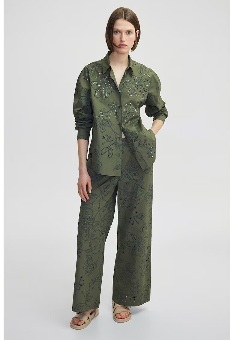 Ipekyol Pantaloni cu imprimeu floral - Kaki inchis