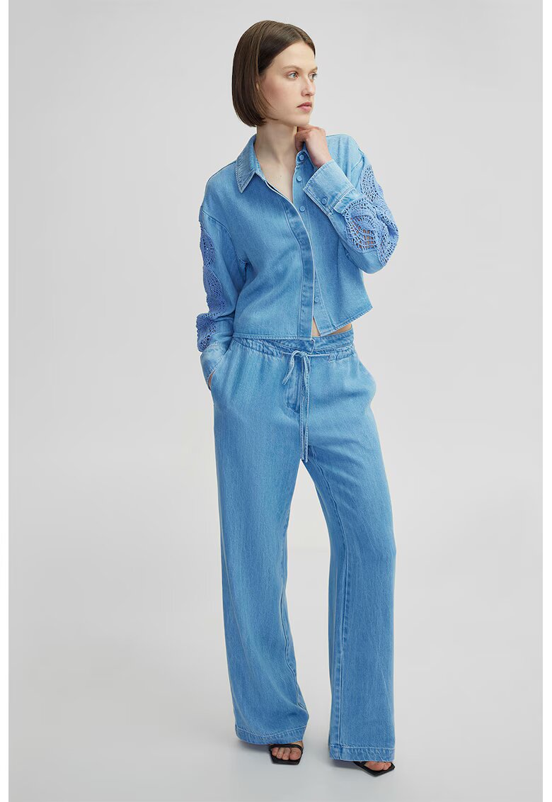 Ipekyol Pantaloni din denim cu croiala ampla - Albastru deschis