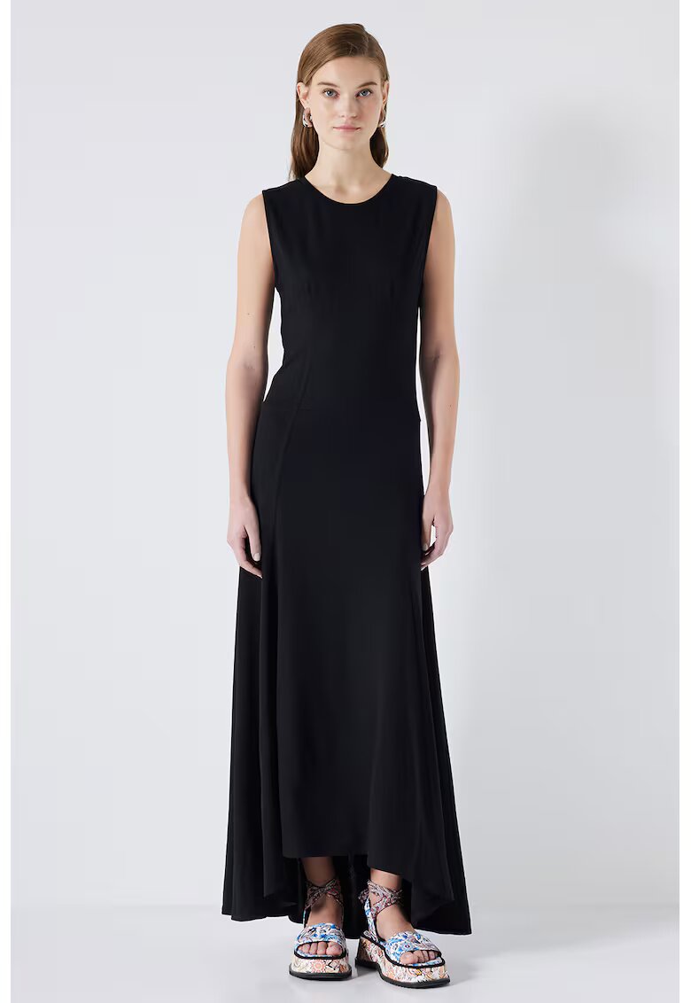 Ipekyol Rochie midi evazata cu terminatie asimetrica - Negru