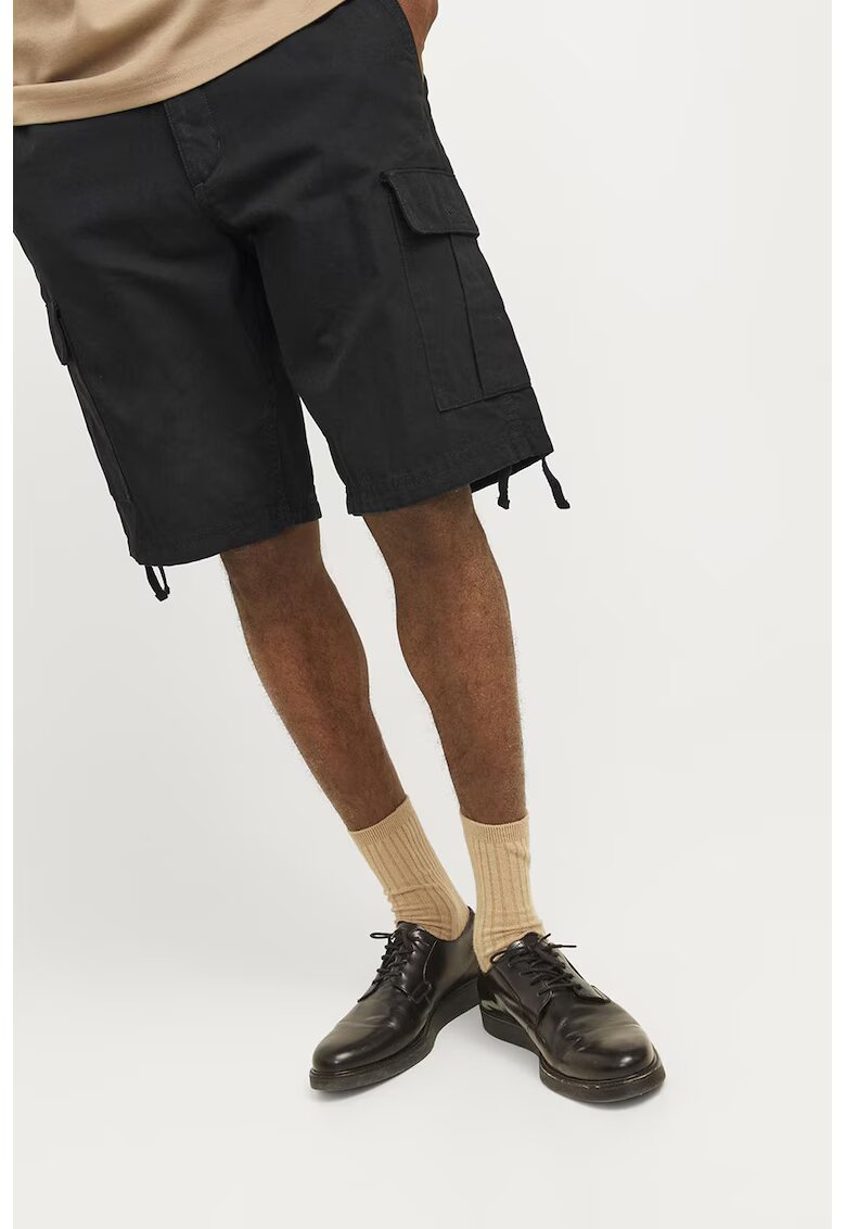 Jack & Jones Bermude cargo cu talie medie - Negru