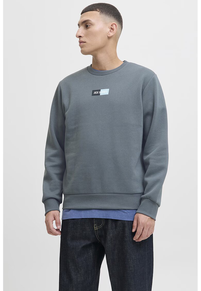 Jack & Jones Bluza de trening cu decolteu la baza gatului - Gri cenusiu