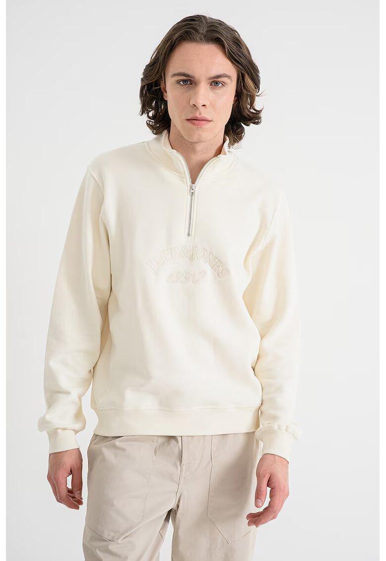 Jack & Jones Bluza de trening cu fenta cu fermoar Bleecker - Crem