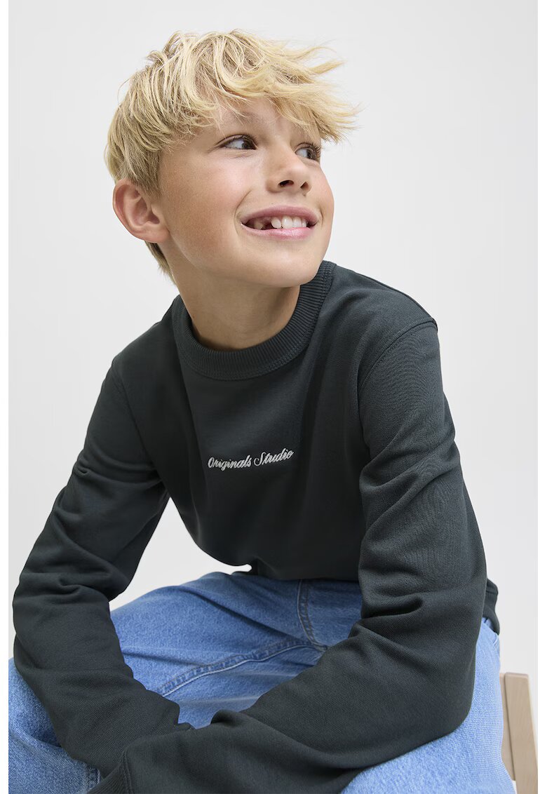 Jack & Jones Bluza de trening din amestec de bumbac organic - Verde padure/Alb optic