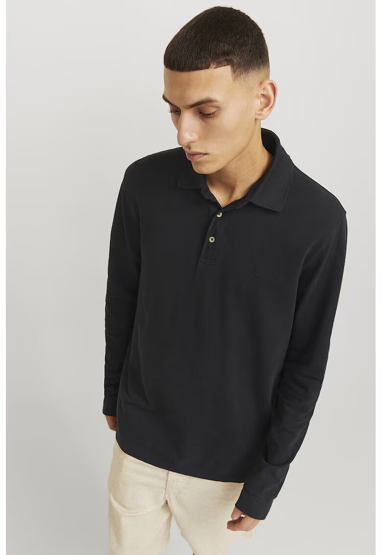 Jack & Jones Bluza polo regular fit din bumbac pique - Negru
