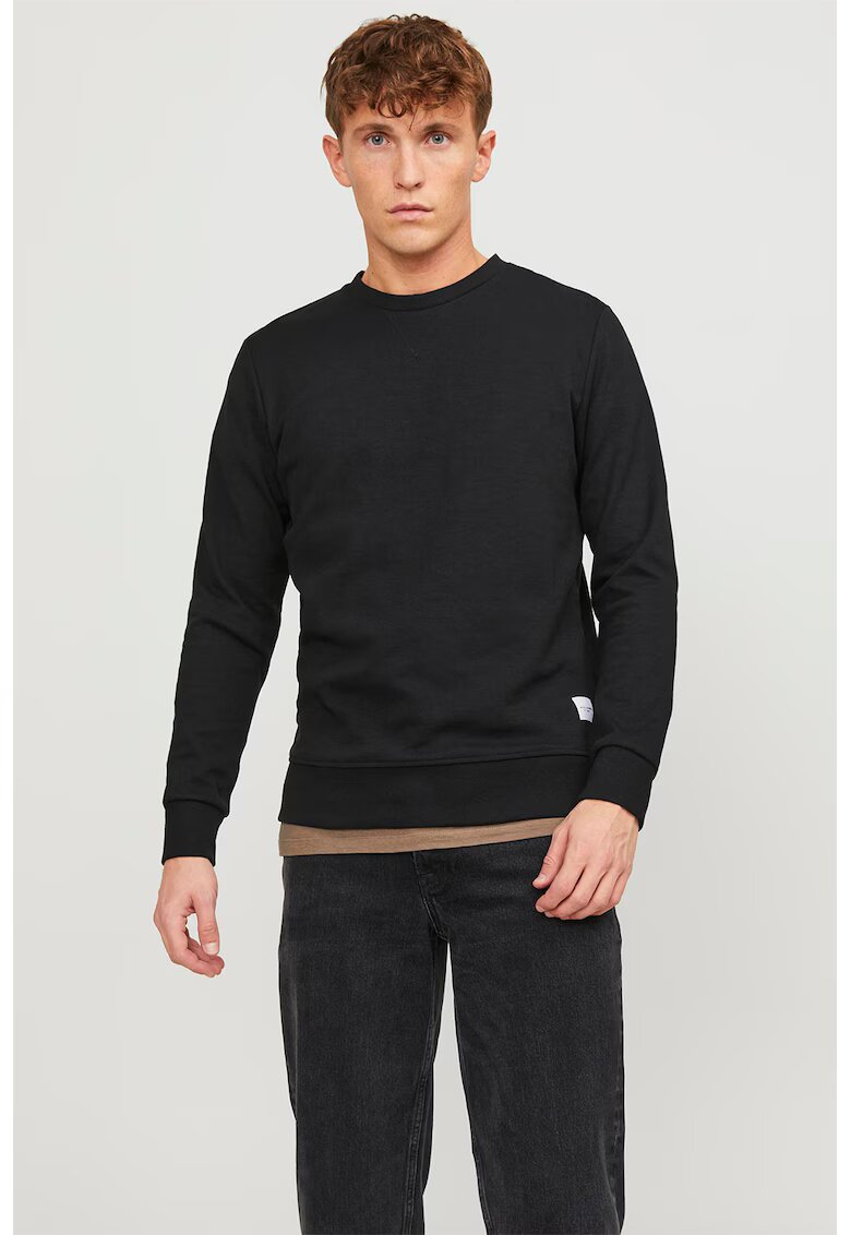 Jack & Jones Bluza sport regular fit cu decolteu la baza gatului Basic - Negru