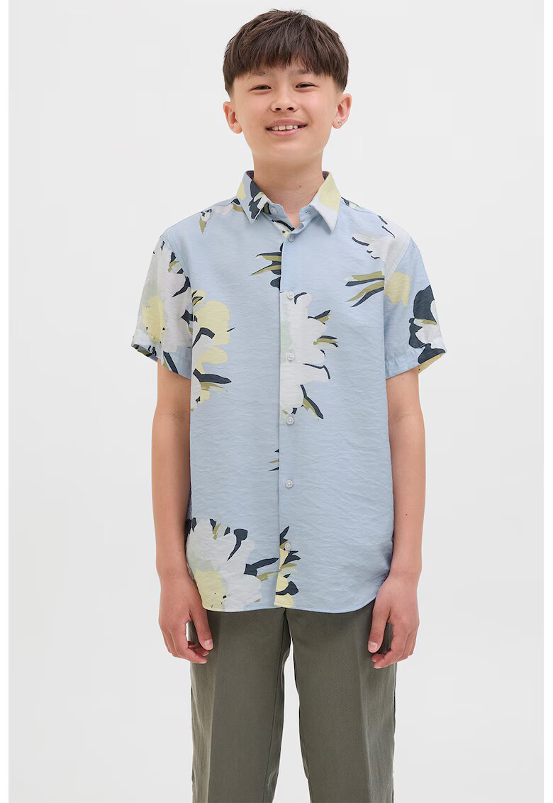 Jack & Jones Camasa cu maneci scurte si model floral - Alb/Albastru azur