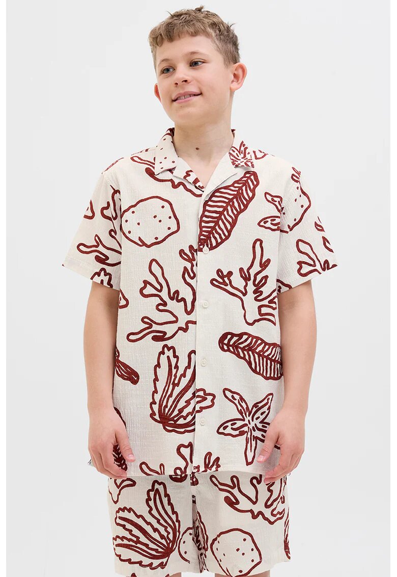 Jack & Jones Camasa cu maneci scurte - Visiniu/Alb murdar