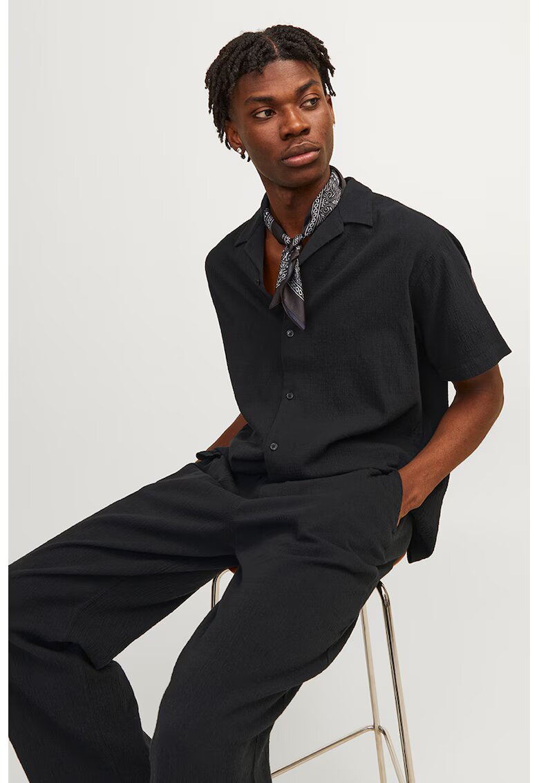 Jack & Jones Camasa din bumbac cu maneci scurte - Negru