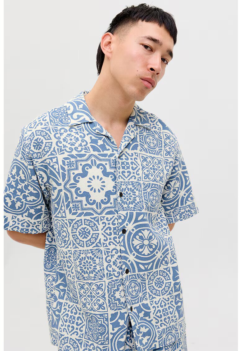 Jack & Jones Camasa relaxed fit cu maneci scurte - Alb/Albastru pastel