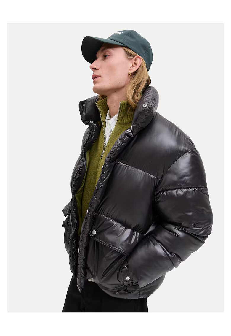 Jack & Jones Geaca de iarna barbateasca negru - material rezistent
