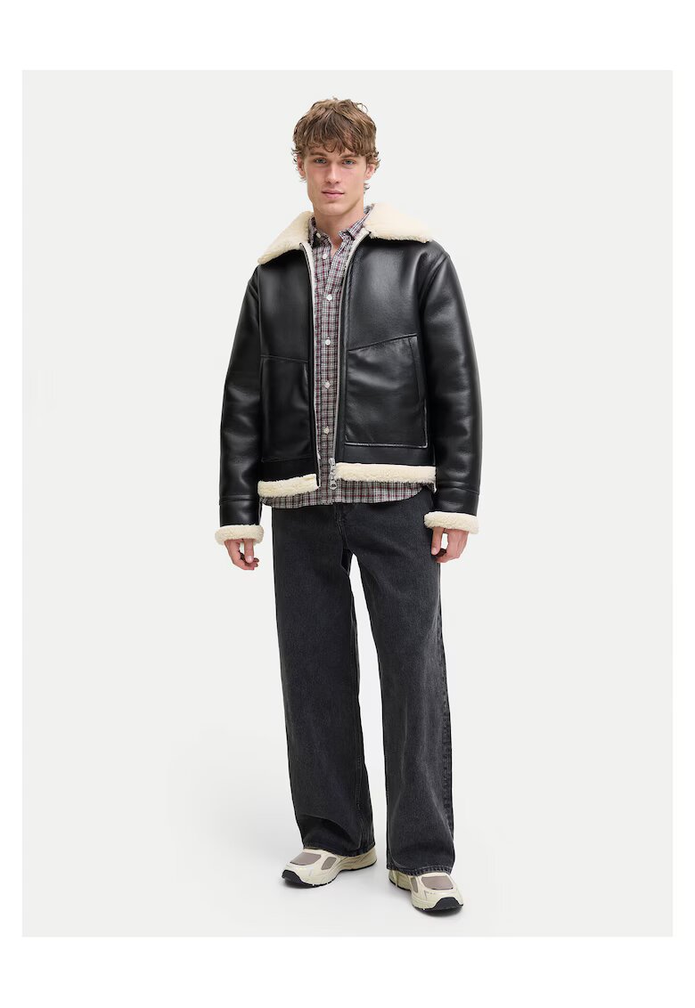Jack & Jones Geaca din imitatie de barbati Jack negru