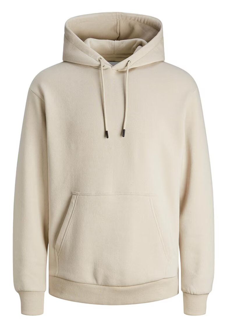 Jack & Jones Hanorac barbati bej - bumbac - design modern - gluga integrata - set cu buzunar tip cangur