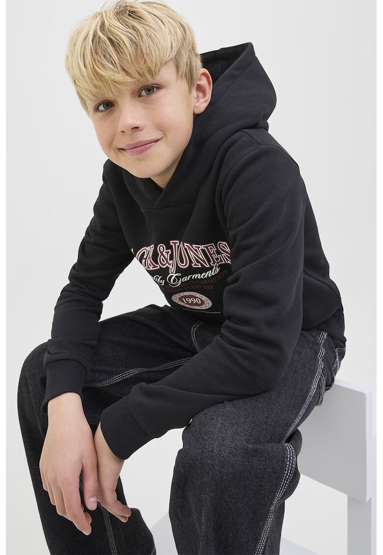 Jack & Jones Hanorac cu imprimeu logo - Alb/Negru/Rosu stins