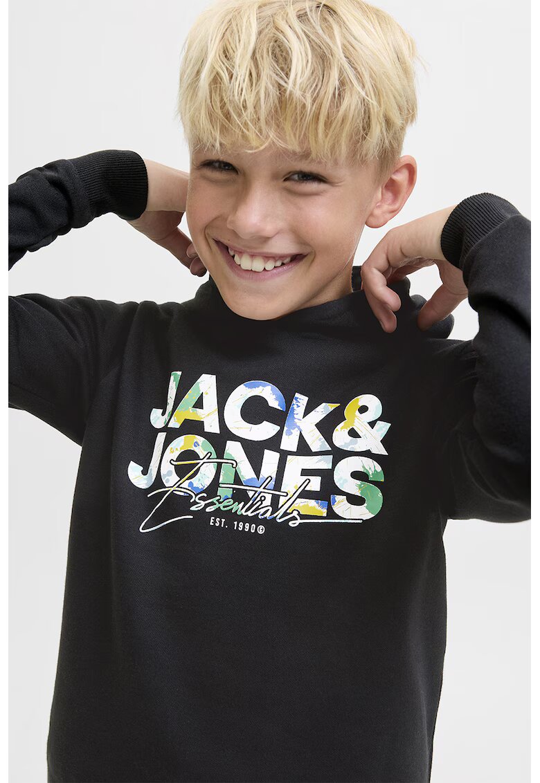 Jack & Jones Hanorac cu imprimeu logo - Negru/Verde pal/Alb optic