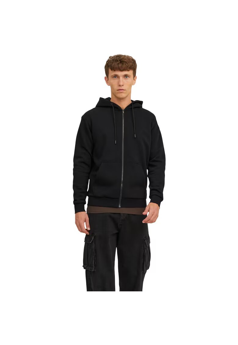 Jack & Jones Hanorac JACK &JONES Bradley Sweat Zip Hood 48674 - Negru