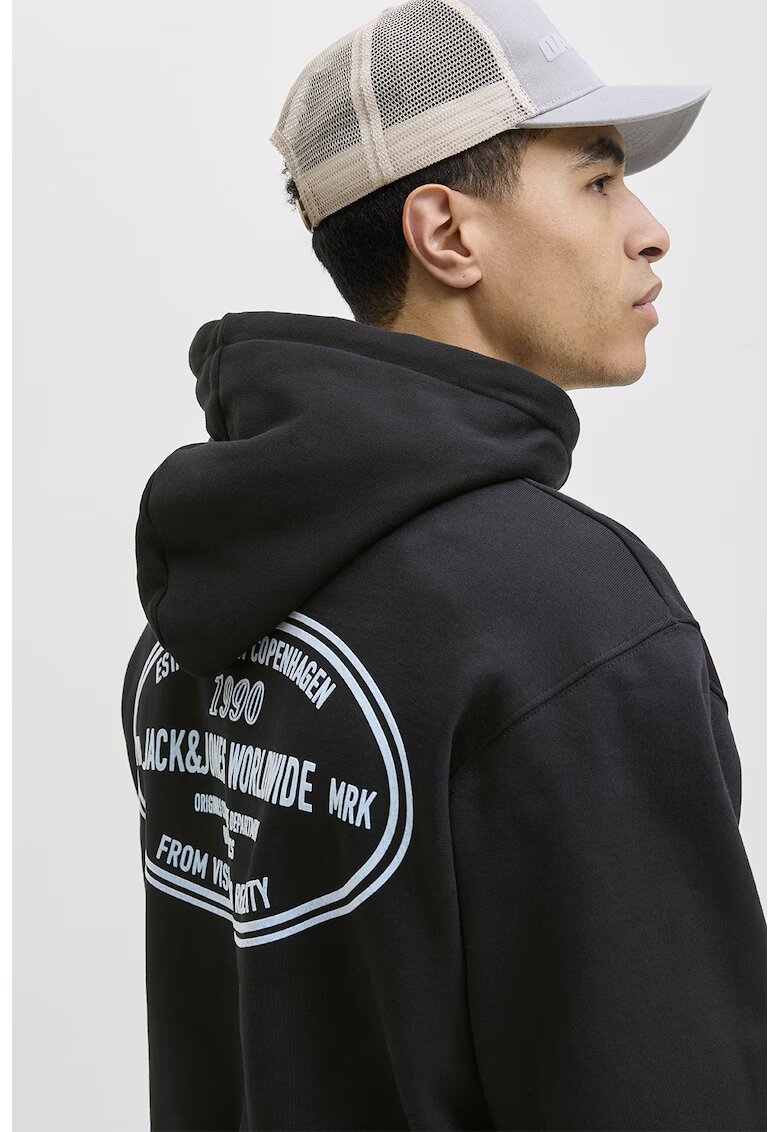 Jack & Jones Hanorac lejer cu buzunar kangaroo - Alb/Negru