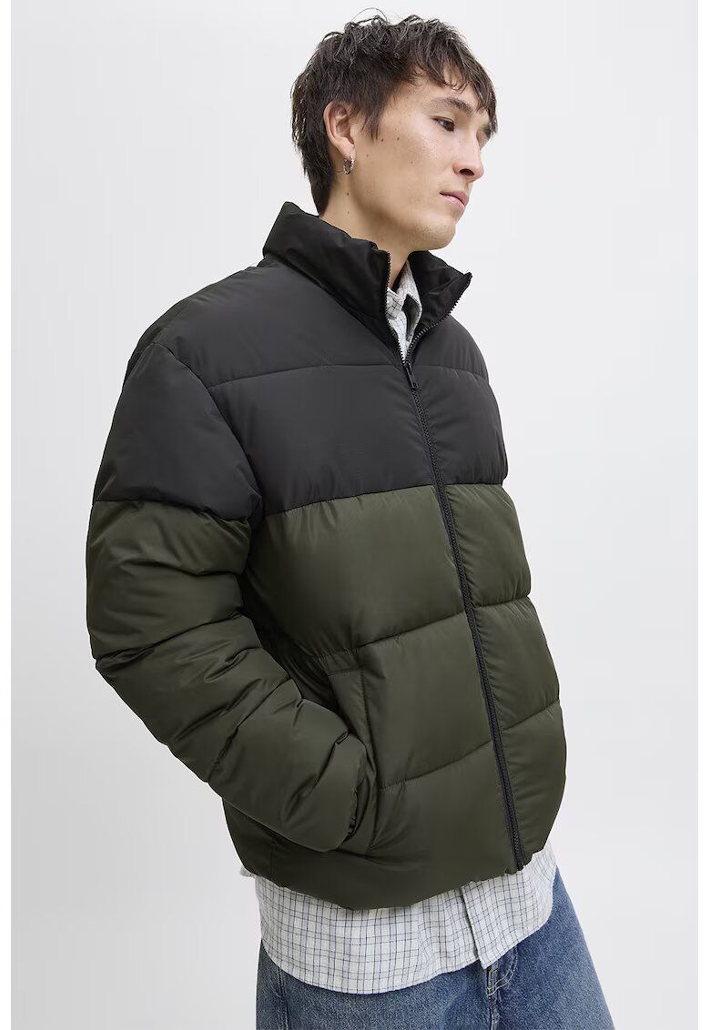 Jack & Jones Jacheta cu vatelina si guler - Negru/Kaki pal