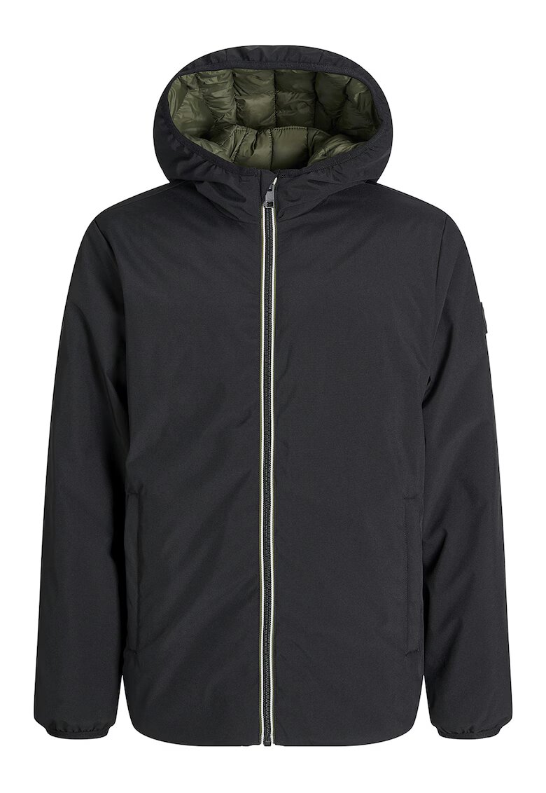 Jack & Jones Jacheta reversibila cu gluga - Negru/Kaki pal