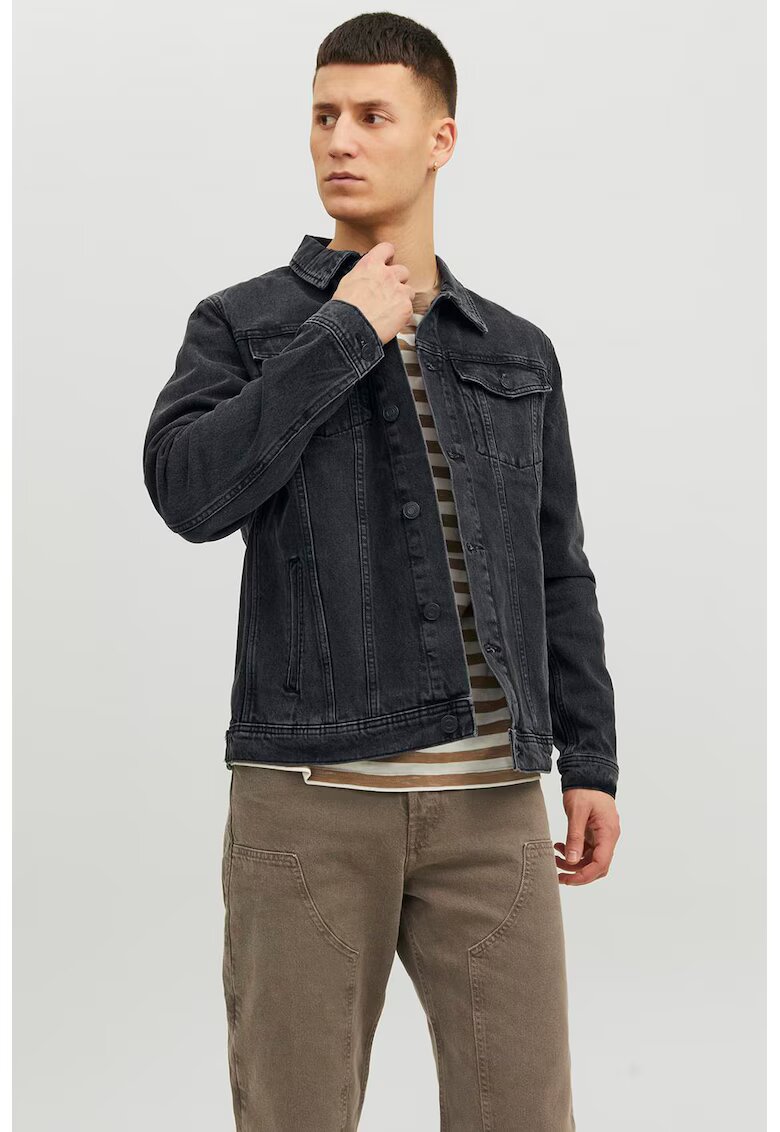 Jack & Jones Jacheta uni din denim cu maneci lungi - Negru